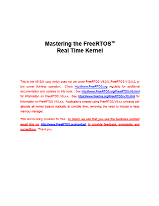 Full Download Mastering the FreeRTOS Real Time Kernel - a Hands On Tutorial Guide - Richard Barry | PDF