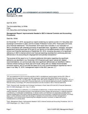 Full Download Management Report: Improvements Needed in SEC's Internal Controls and Accounting Procedures - U.S. Government Accountability Office file in PDF