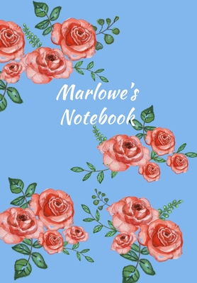 Full Download Marlowe's Notebook: Personalized Journal - Garden Flowers Pattern. Red Rose Blooms on Baby Blue Cover. Dot Grid Notebook for Notes, Journaling. Floral Watercolor Design with First Name -  file in PDF